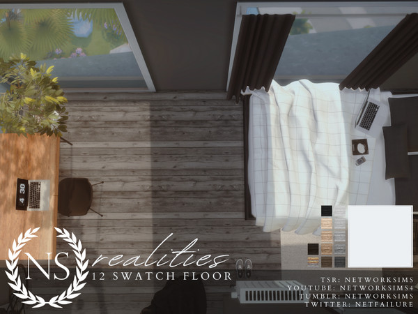 Sims 4 — Realities Wooden Floor by networksims — A rustic wooden floor in 12 colour swatches.