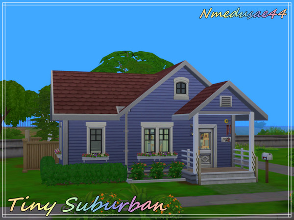 Sims 4 — Tiny Blue Suburban by medusae44 — This is a starter home, for one Sim or a couple. Cozy decoration and plenty of
