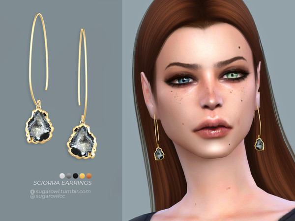 Sims 4 — Sciorra earrings by sugar_owl — - new mesh - base game compatible - all LODs - 5 swatches - HQ compatible -