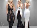 Sims 4 — Luxury 03 Gown by Zuckerschnute20 — An elegant evening dress made of lace with sequins and a decorative brooch 