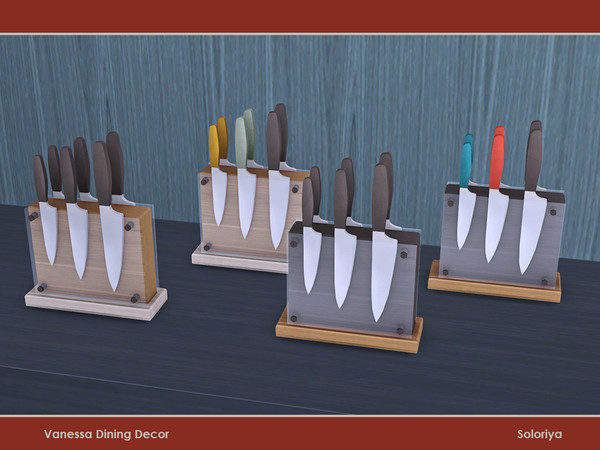 Sims 4 — Vanessa Dining Decor. Knives by soloriya — Knives. Part of Vanessa Dining set. 4 color variations. Category: