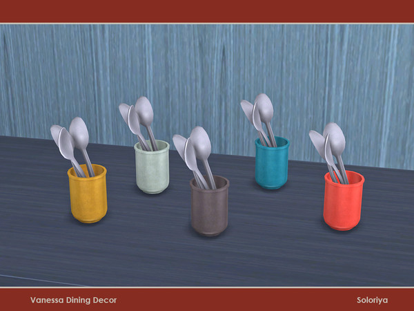 Sims 4 — Vanessa Dining Decor. Spoons by soloriya — Spoons in a cup. Part of Vanessa Dining set. 5 color variations.