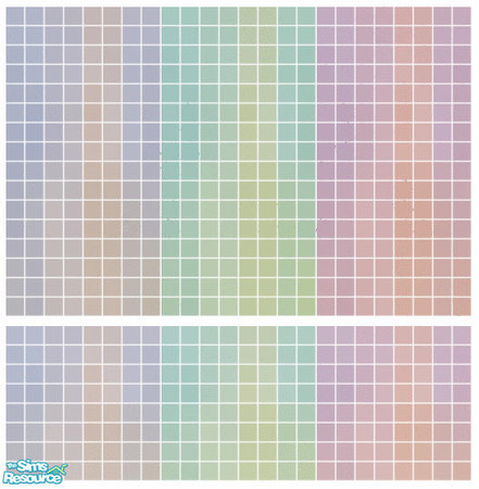 Sims 2 — Feather Tile Set by s00z — Three tiled walls with coordinating floors.