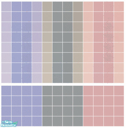 Sims 2 — Newton Tile Set by s00z — Three tiled walls with coordinating floors.