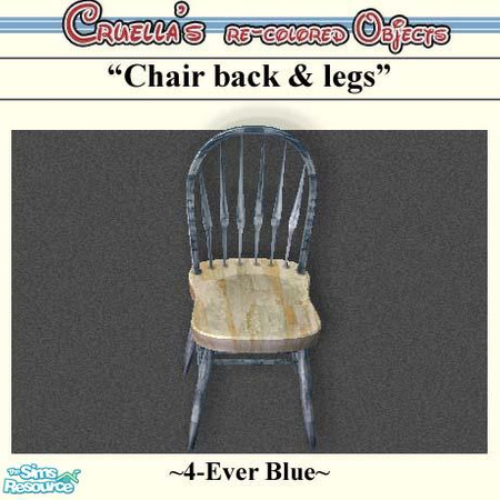 Sims 2 — am_4-everblue_chairframe by Cruella — White washed wood kitchen chair back and legs in blue.