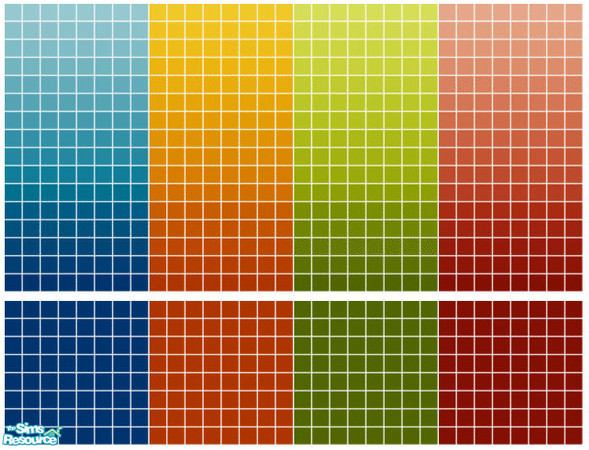 Sims 2 — Aspire Tile Set by s00z — Four tiled walls with coordinating floors.