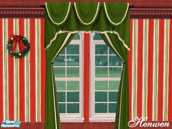 Sims 2 —  Candy Cane Xmas Drape by Henwen — 