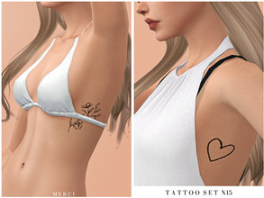 Sims 4 — Tattoo Set N15 by -Merci- — New tattoo for Sims4! -For female, teen-elder. -HQ Mod compatible. -4 Swatches. -No