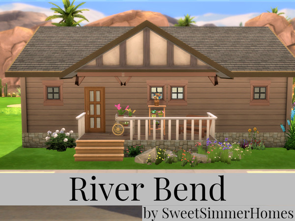 Sims 4 — River Bend by SweetSimmerHomes — Small cabin home A lovely cabin style home with a welcoming porch that has a