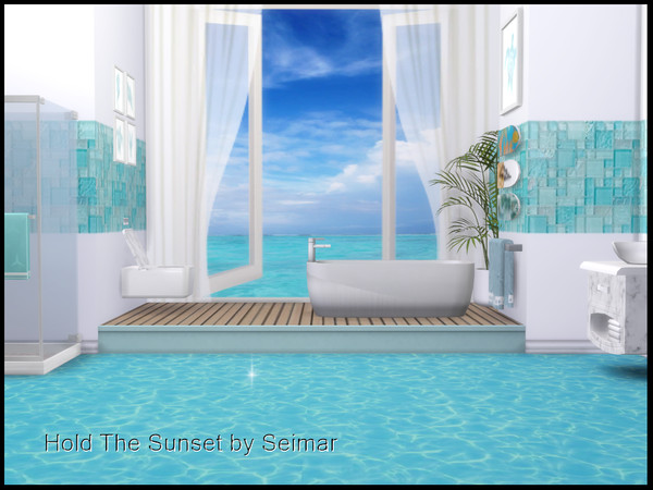 Sims 4 — Hold The Sunset Spa Bathroom Set. by seimar8 — Spa Bathroom set. Please see Creators notes for pack required for