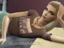 Sims 4 — RELAX Graphic Tee by zomgitsmanda — This t-shirt features a graphic of mist settling around trees and large text