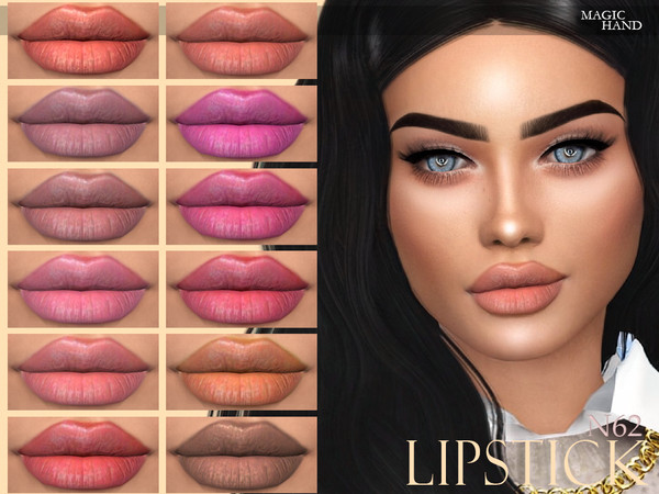Sims 4 — [MH] Lipstick N62 by MagicHand — --12 available colors-- --Compatible with HQ settings-- --CAS thumbnail--