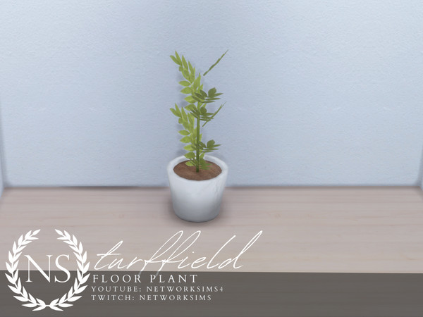 Sims 4 — Turffield Living - Floor Plant I - Networksims by networksims — A tall floor plant in a white pot.