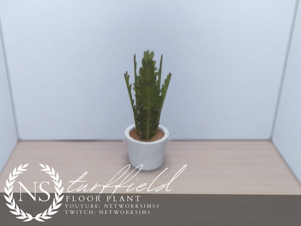 Sims 4 — Turffield Living - Floor Plant II - Networksims by networksims — A tall floor plant in a white pot.