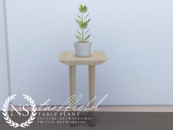 Sims 4 — Turffield Living - Table Plant I - Networksims by networksims — A small table plant in a white pot.