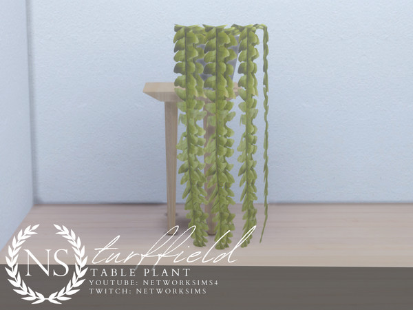 Sims 4 — Turffield Living - Table Plant II - Networksims by networksims — A large table plant with hanging leaves, in a