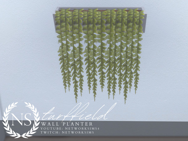 Sims 4 — Turffield Living - Wall Planter I - Networksims by networksims — A simple white wall planter with plants hanging