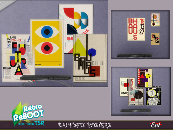 Sims 4 — Retro ReBOOT Bauhaus posters by evi — The Staatliches Bauhaus commonly known as the Bauhaus (German: