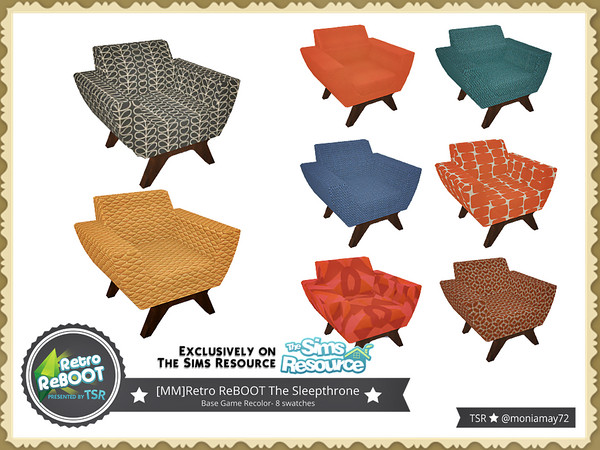 Sims 4 — Retro ReBOOT The Sleepthrone by Moniamay72 — Retro ReBOOT The Sleepthrone. 8 swatches. On the base game - The