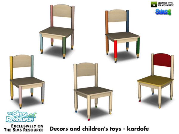Sims 4 — kardofe_Decors and children's toys_ Desk Chair 2 by kardofe — Fun children's desk chair with pencil-shaped legs,