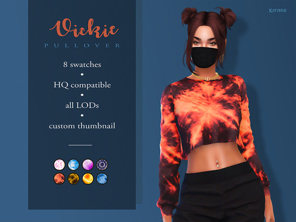 Sims 4 — Vickie Pullover by KatVerseCC — A new multicolor tie dye pullover for your sims. I hope you enjoy! - All LODs -