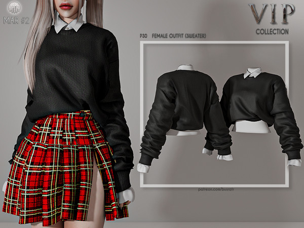 Sims 4 — [PATREON]  (Early Access) Female Outfit (SWEATER) P30 by busra-tr — 10 colors Adult-Elder-Teen-Young Adult For