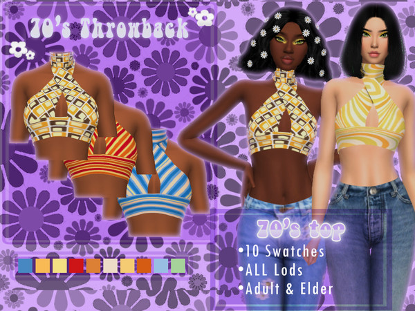 Sims 4 — [B0T0XBRAT] 70's Top by B0T0XBRAT — Hi bunnies -HQ Texture -All Lods -Teen, Adult & Elder -Base Game -10