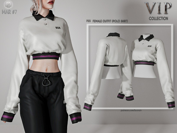 Sims 4 — [PATREON]  (Early Access) Female Outfit (POLO SHIRT) P35 by busra-tr — 10 colors Adult-Elder-Teen-Young Adult