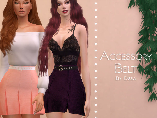 Sims 4 — Accessory Belt by Dissia — Accessory Belt 2 swatches - black or white Skin Painted Gloves Category Work with