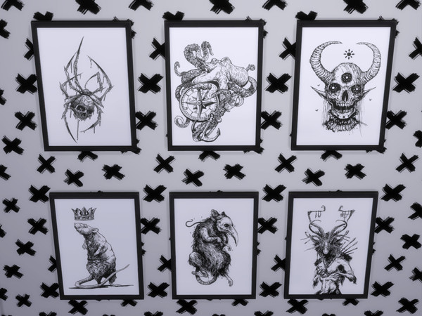 Sims 4 — Gothic Creature Wall Art by blairbie — Gothic Creature Wall Art