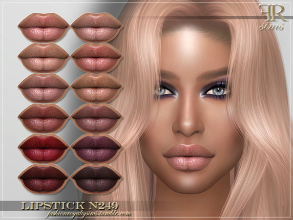 Sims 4 — Lipstick N249 by FashionRoyaltySims — Standalone Custom thumbnail 12 color options HQ texture Compatible with HQ