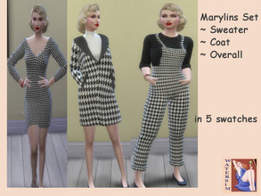 Sims 4 — ws Marylins Vintage Set RC by watersim44 — I have recolor this clothing. ~all in 5 swatches ~Sweater, Coat and