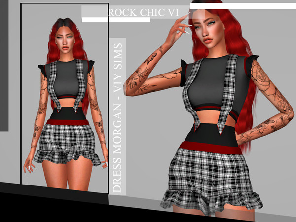 Sims 4 — Rock Chic VI - Dress MORGAN by Viy_Sims — New Mesh!! Unic Color Compatible with HQ mode