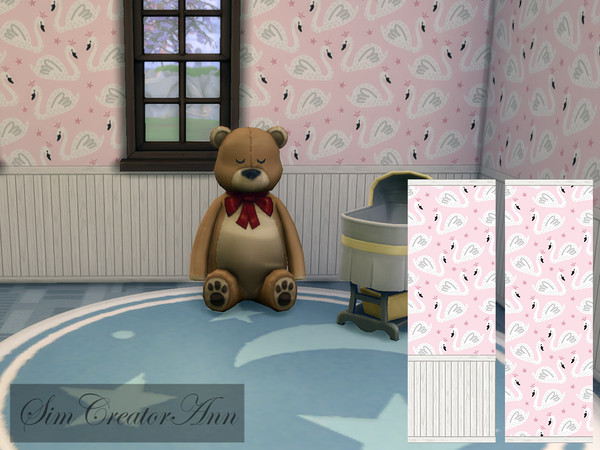 Sims 4 — Nursery #2 by Sim_Creator_Ann — Cute wallpaper for your nursery, comes in 3 heights, 10 swatches and it's base