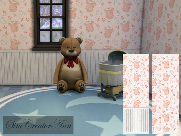 Sims 4 — Nursery #3 by Sim_Creator_Ann — Another cute wallpaper for your nursery, comes in 3 heights, 8 swatches and it's