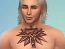 Sims 4 — Witcher (necklace) chest tattoo by amaranteee — Witcher wolf medallion but as tattoo chest piece, some other