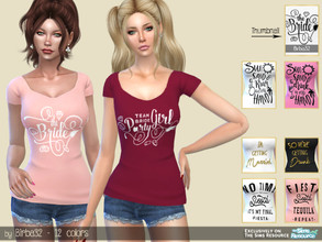 Sims 4 — Bachelorette Party by Birba32 — The bride and her party girls need some funny T-shirts for the hen party. Find