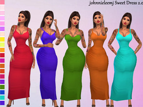 Sims 4 — Sweet Dress V2 by johnnieleemj — New Mesh By Me 20 swatches Custom Thumbnail Teen-Elder All LODs Please Do not