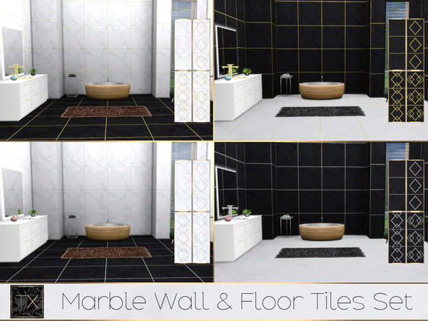 Sims 4 — Marble Wall & Floor Tiles Set by theeaax — Marble Wall and Floor Tiles set This set contains: - 2 Marble