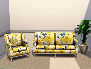 Sims 3 — Yellow Roses by Canterville032 — This Pattern is good kitchens, dining rooms and bright lounge rooms.