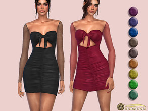 Sims 4 — Mesh Sleeve Knot Detail Bodycon Dress by Harmonia — Mesh by Harmonia 12 color Please do not use my textures.