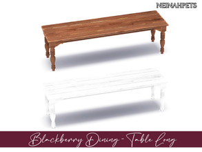 Sims 4 — Blackberry Dining - Table Long {Mesh Required} by neinahpets — A long dining room table recolor. 2 Colors