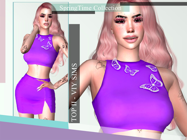 Sims 4 — SpringTime Collection - Top II by Viy_Sims — New Mesh!! Unic Color Compatible with HQ mode