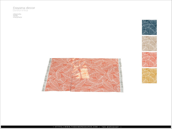 Sims 4 — [Dayana decor] - rug by Severinka_ — Rug From the set 'Dayana decor' Build / Buy category: Decor / Rugs 4 colors