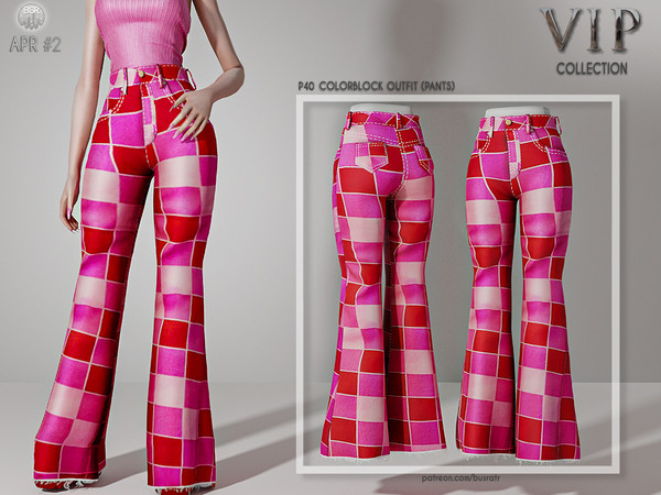 Sims 4 — [PATREON]  (Early Access) Colorblock Outfit (PANTS) P40 by busra-tr — 10 colors Adult-Elder-Teen-Young Adult For