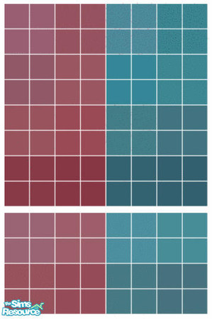 Sims 2 — Deep Tile Set by s00z — Two tiled walls with coordinating floors.