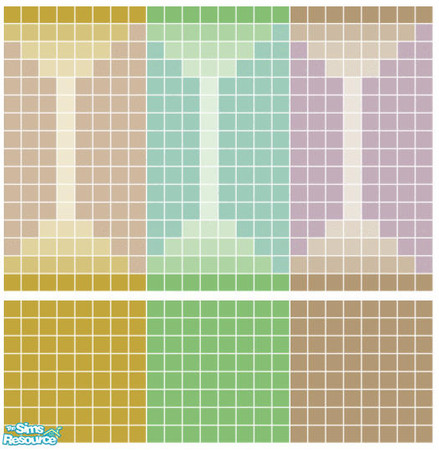 Sims 2 — Romano Tile Set by s00z — Three tiled walls with coordinating floors.