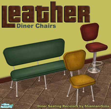 Sims 2 — Leather Diner Seating by Shannanigan — Leather and Sueded recolors of my Diner Chair, Barstool and Loveseat
