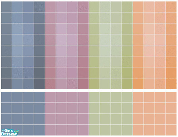 Sims 2 — Hendrix Tile Set by s00z — Four tiled walls with coordinating floors.