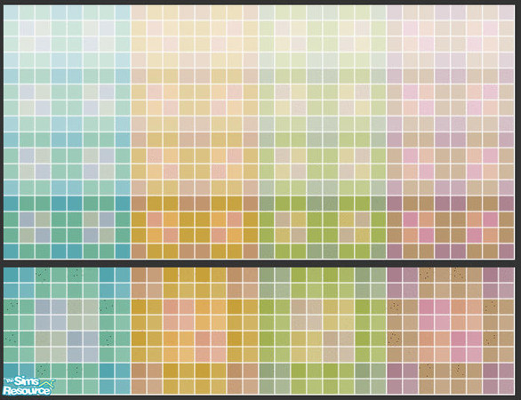 Sims 2 — Viola Tile Set by s00z — Four tiled walls with coordinating floors.